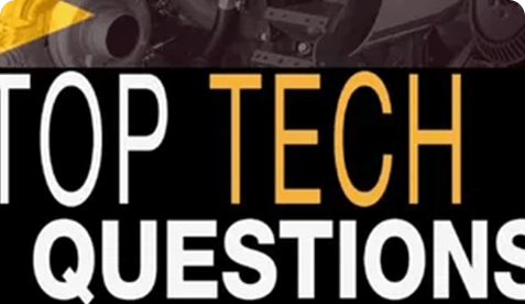 A banner with the words top tech questions written in yellow.