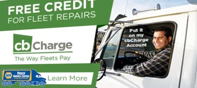 A credit repair truck with the words " put it in my car charge account ".