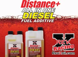 A red and white advertisement for diesel fuel.
